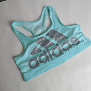 Adidas logo sports bra turquoise girls size 14